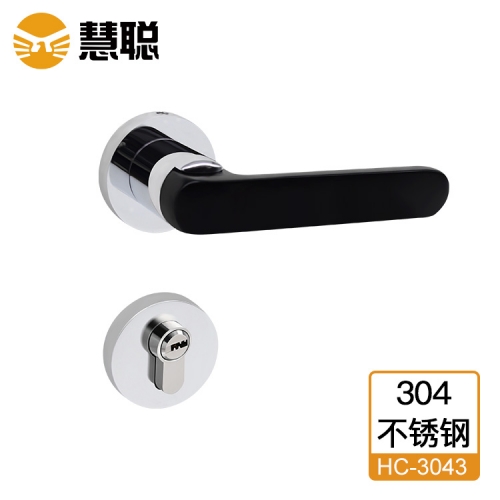 慧聪304不锈钢分体锁3043执手锁室内门办公门锁